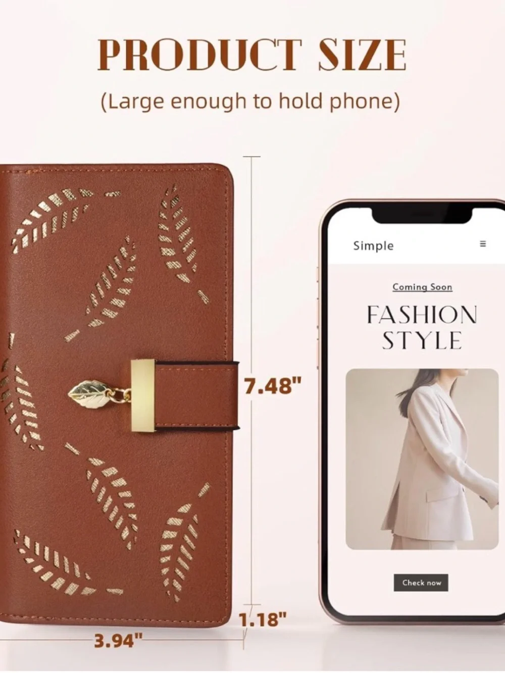NWT~Leather Clutch/Wallet w/ Room for Phone.
